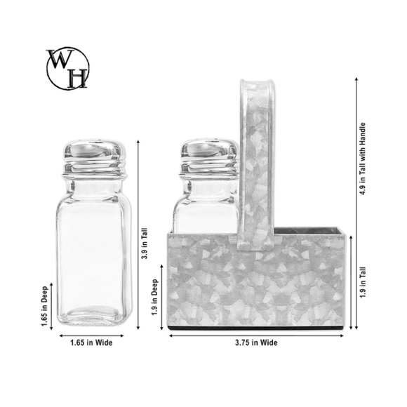 Salt and Pepper Shaker Set with metal caddy padded - Picture 4 of 6